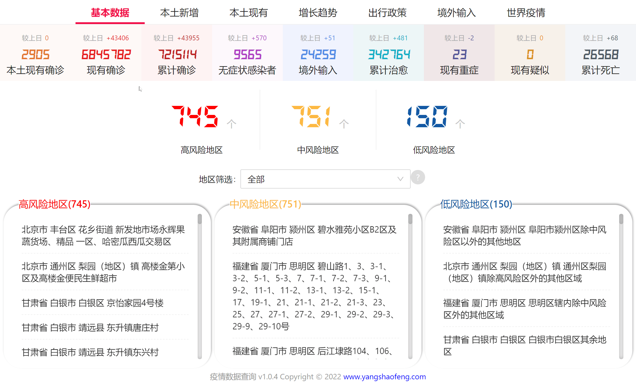 2022 全国疫情数据查询软件工具-支持全平台版本