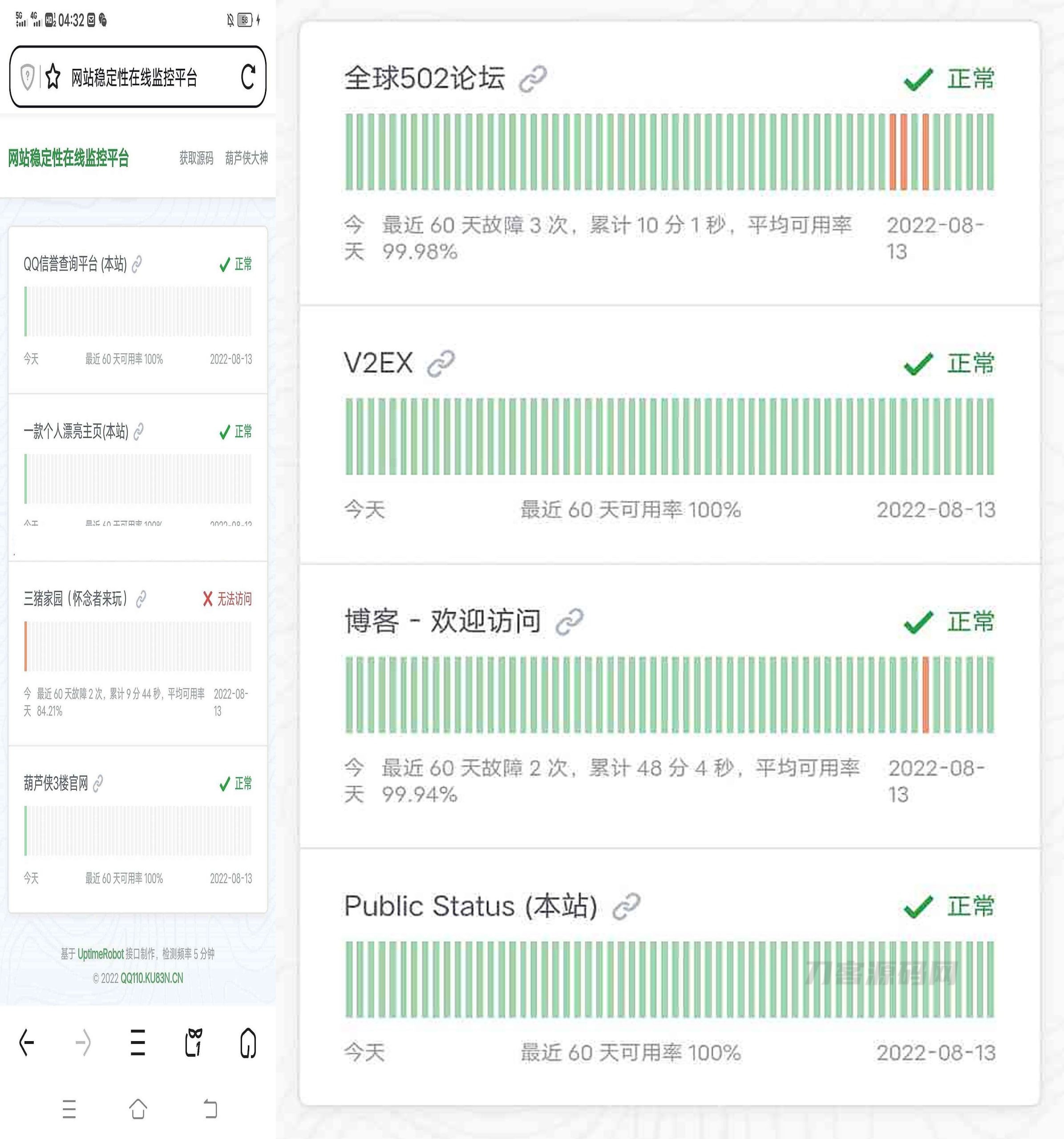 网站运行状态监控PHP源码